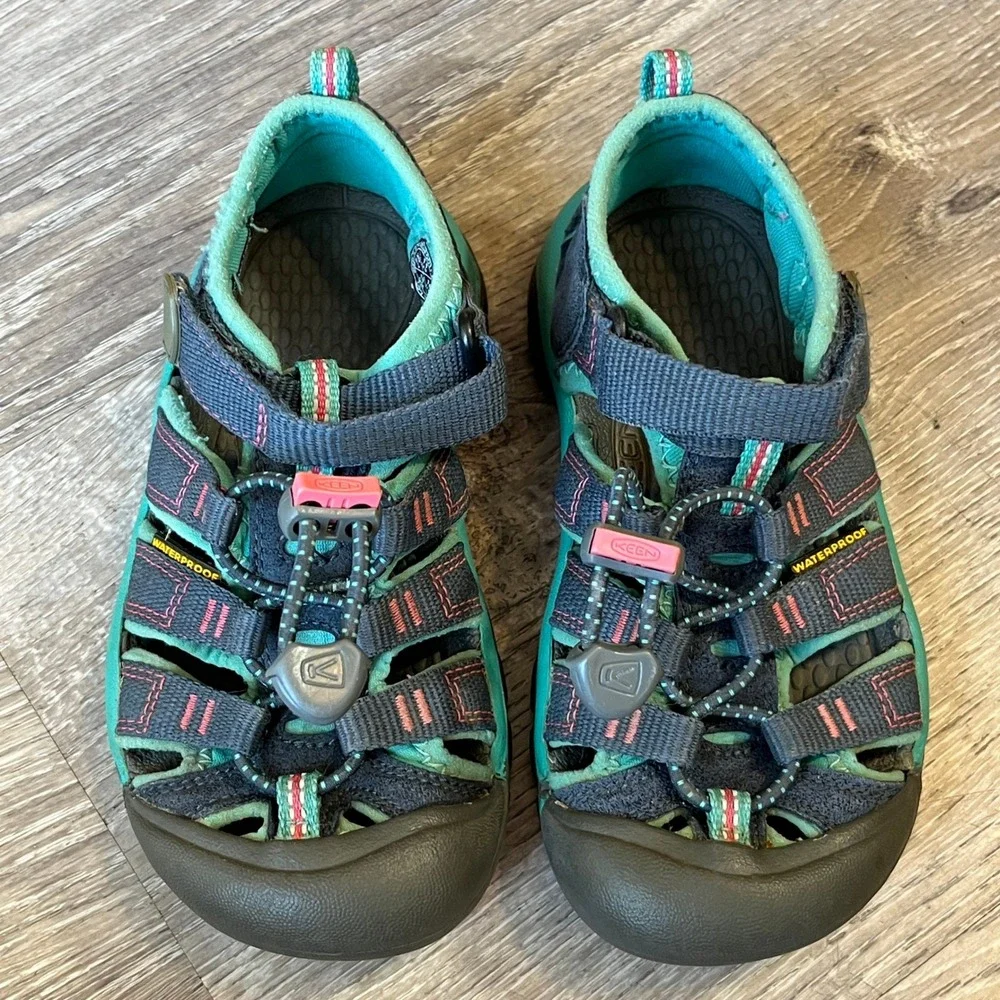 Keen Newport H2 Kids Waterproof Sandals Navy Teal Pink Size 11 US 1012296